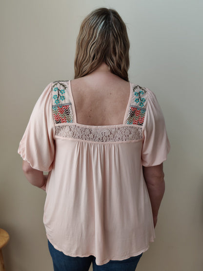 Island Embroidered Top - Blush Top Grace & Lace 