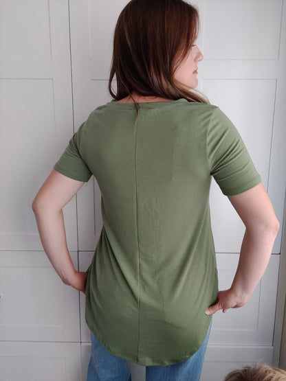 Jenny V-Neck Tee - Olive Green tee Zenana 