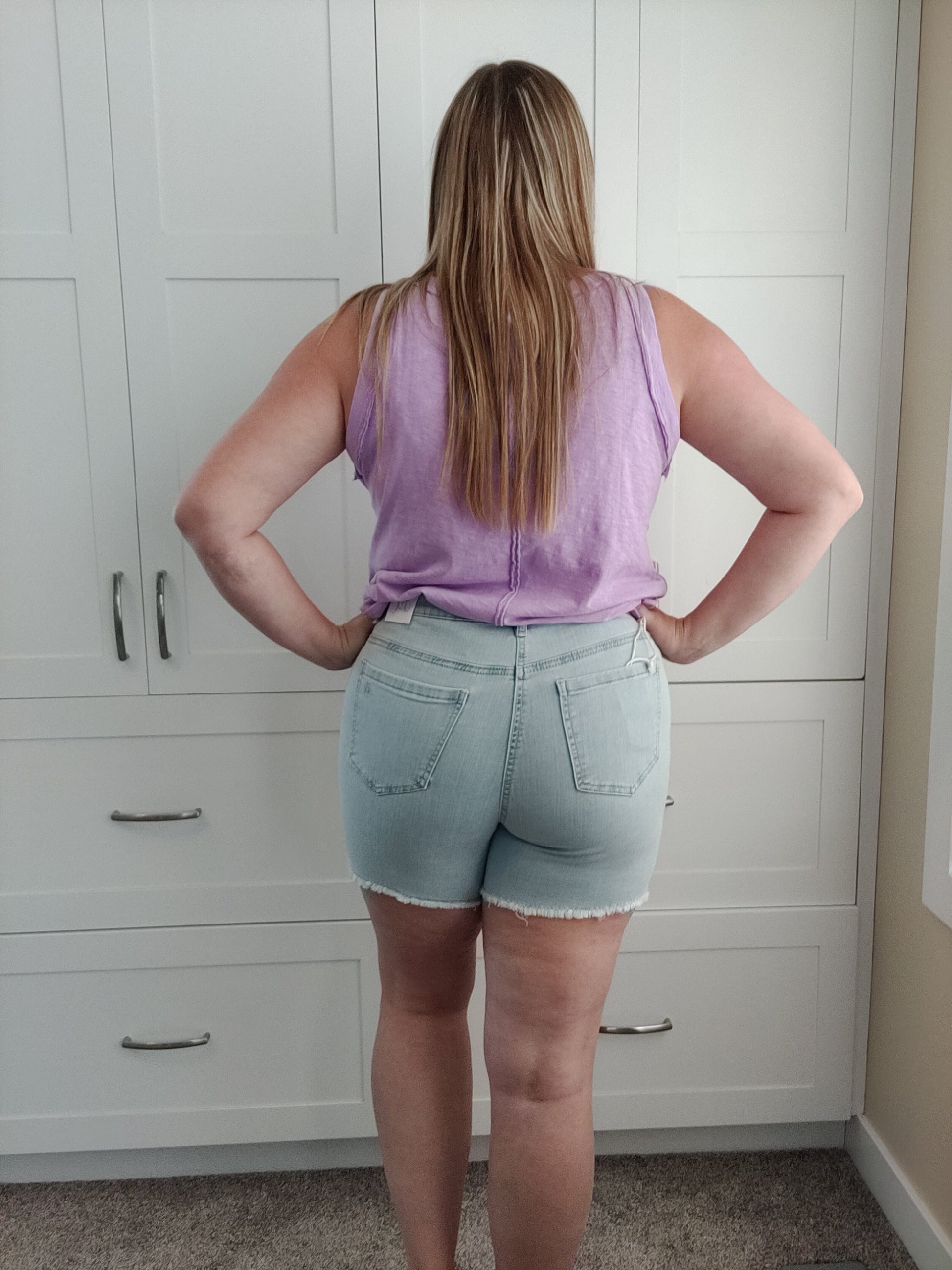 Grace & Lace Mel's Fave Denim Shorts in Light Wash - non-distressed