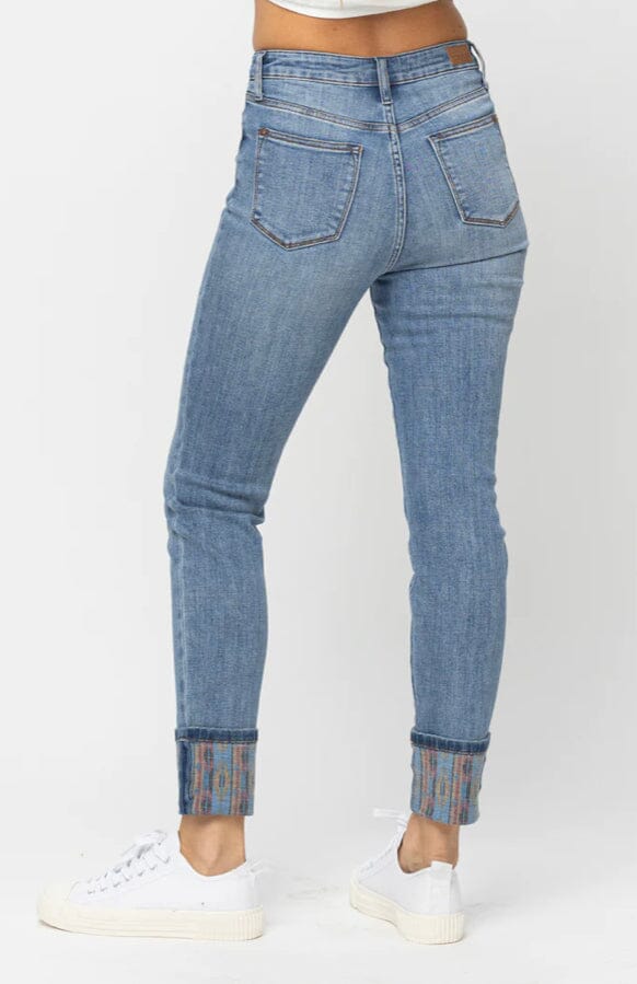 Nora Western Cuff Boyfriend Fit Jeans by Judy Blue jeans Judy Blue 