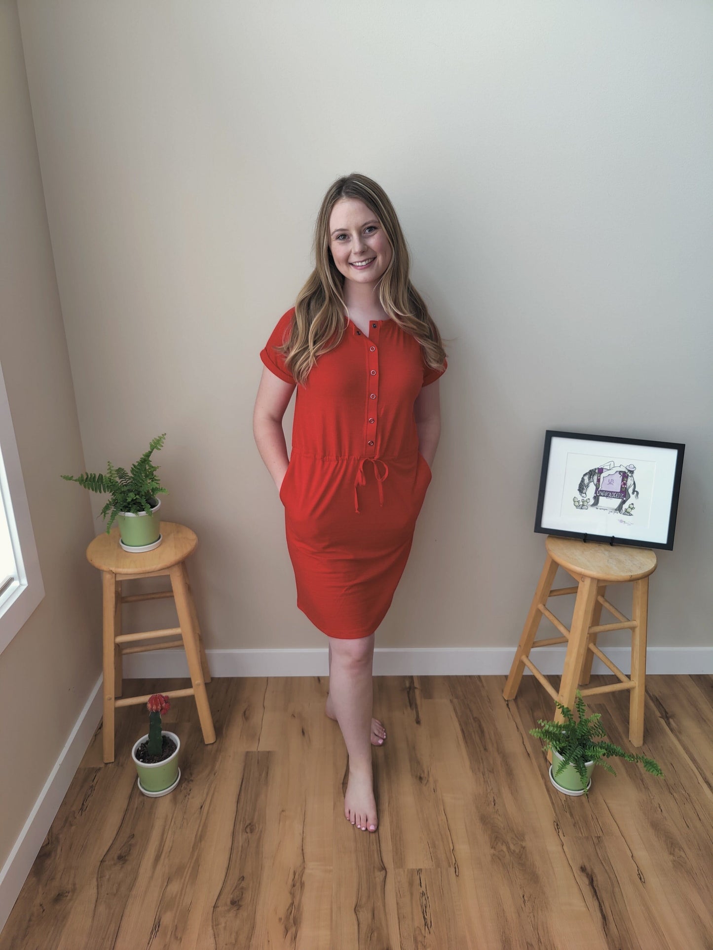 Raglan Tee Dress - Hot Red Dress Grace & Lace 