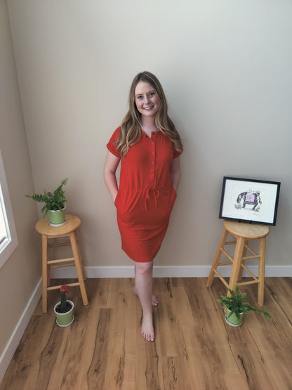 Raglan Tee Dress - Hot Red Dress Grace & Lace 