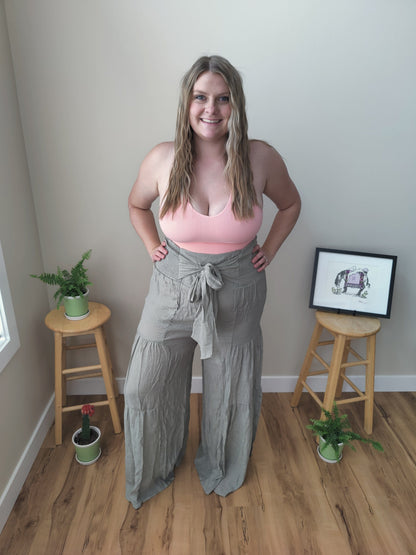 Tiered Boho Pants - sage Pants Ampersand Avenue 