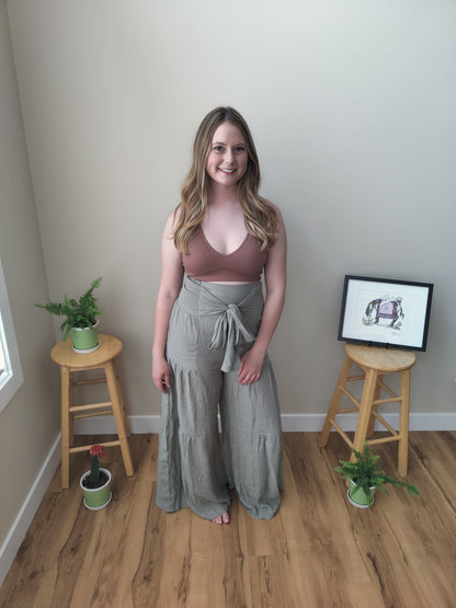 Tiered Boho Pants - sage Pants Ampersand Avenue 