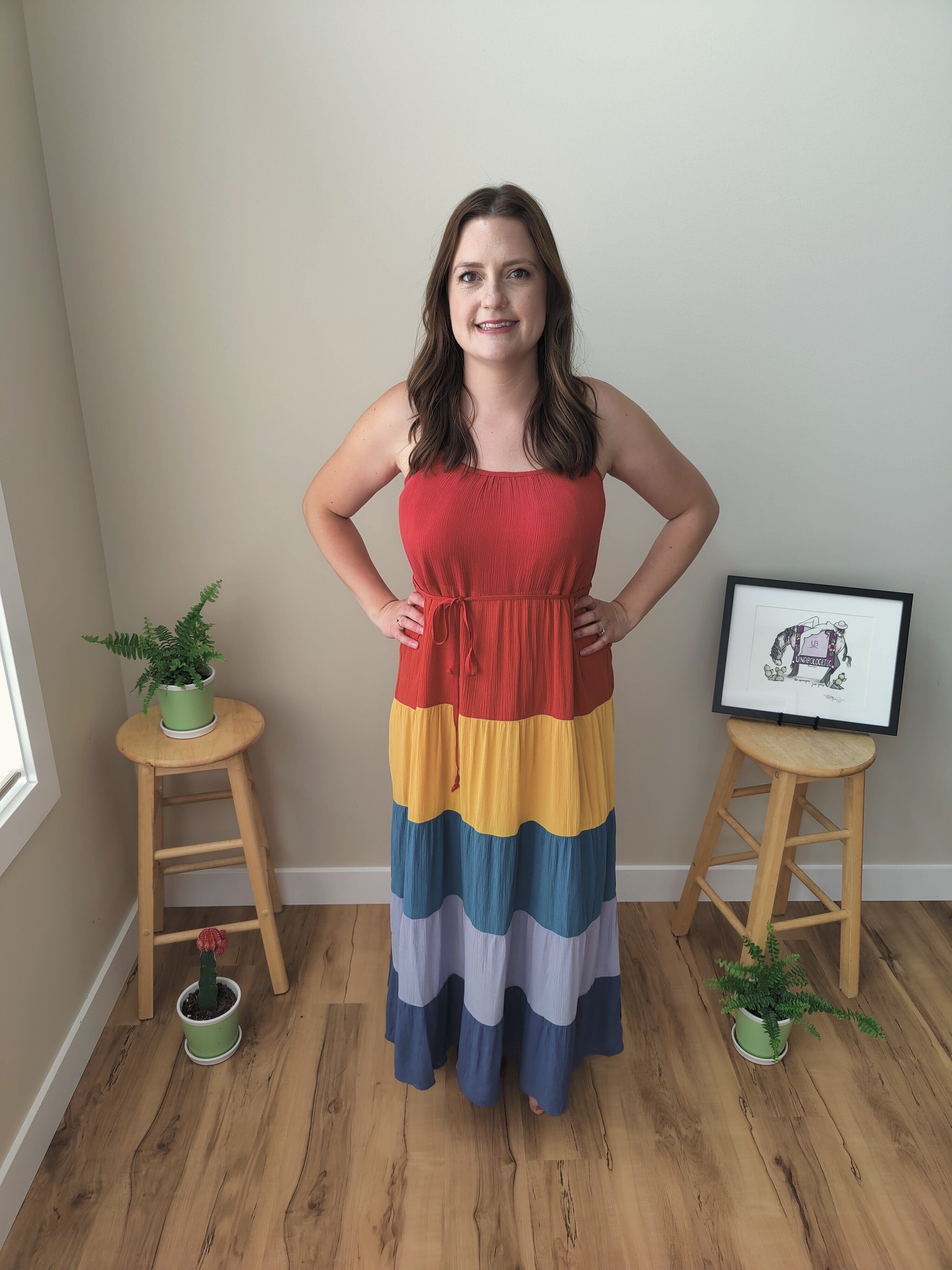 Rainbow sales maxi dress