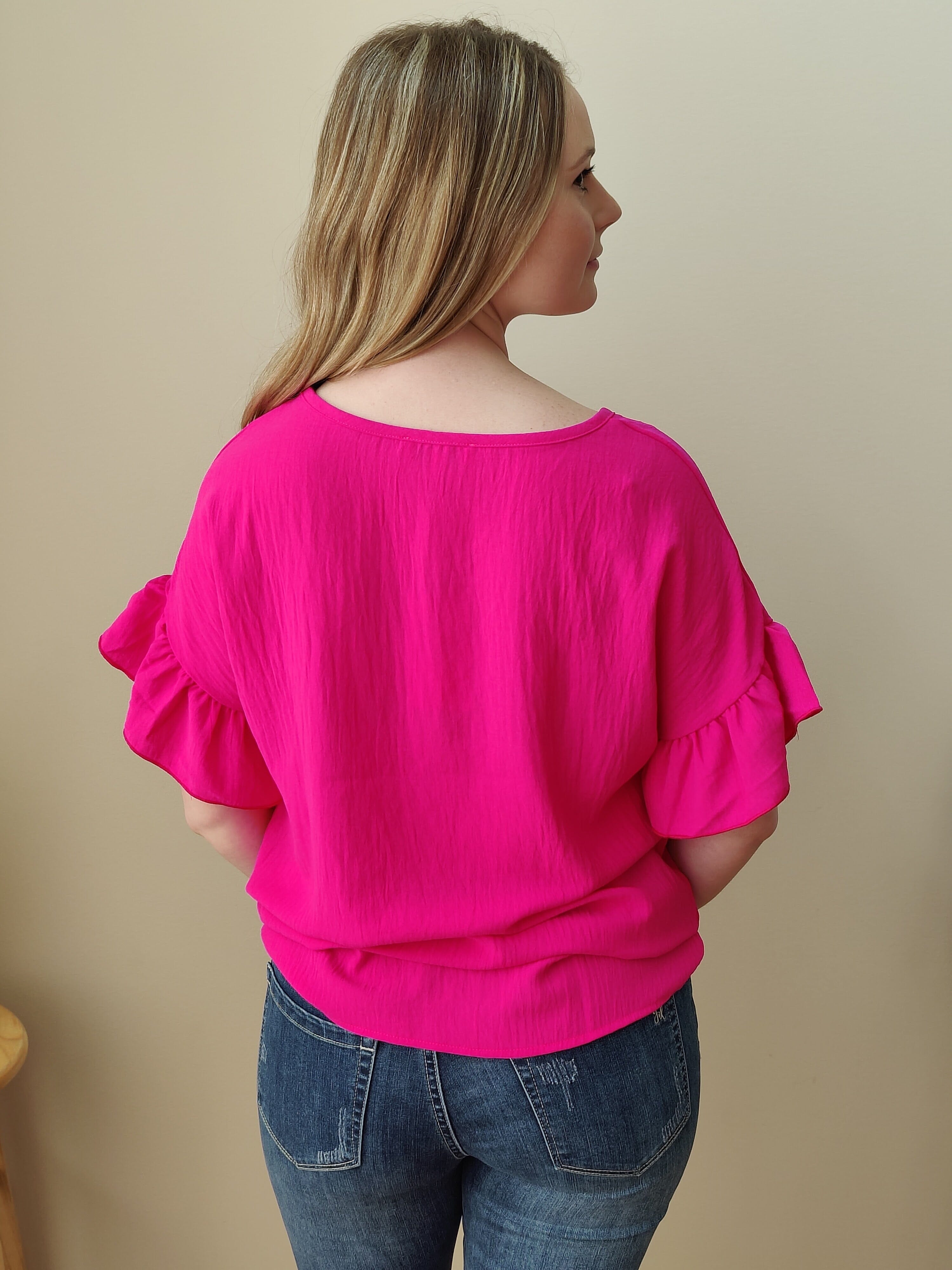 Grace Lace Vera Shift Top Fuchsia